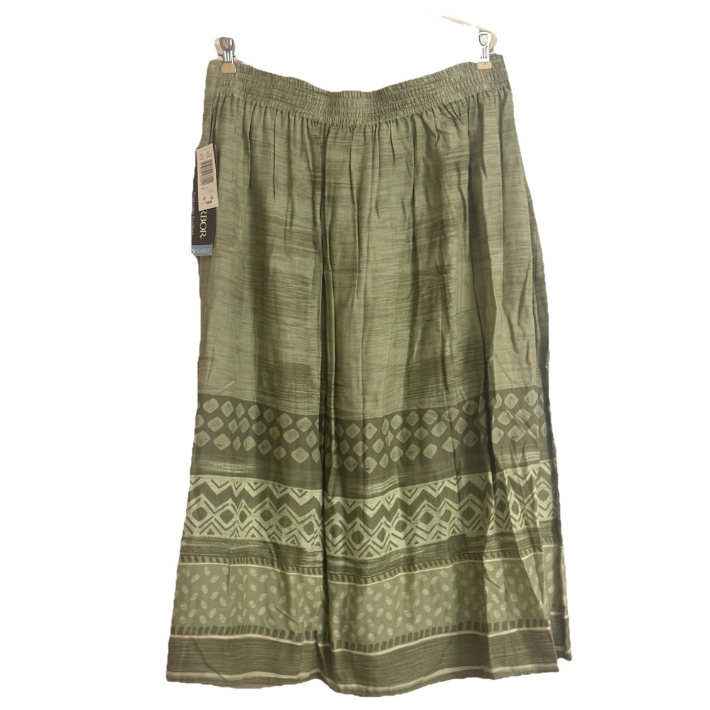 Sag Harbor Long Patterned Pull-On Skirt Women's Elastic Waist Casual Maxi XL - Picture 3 of 7